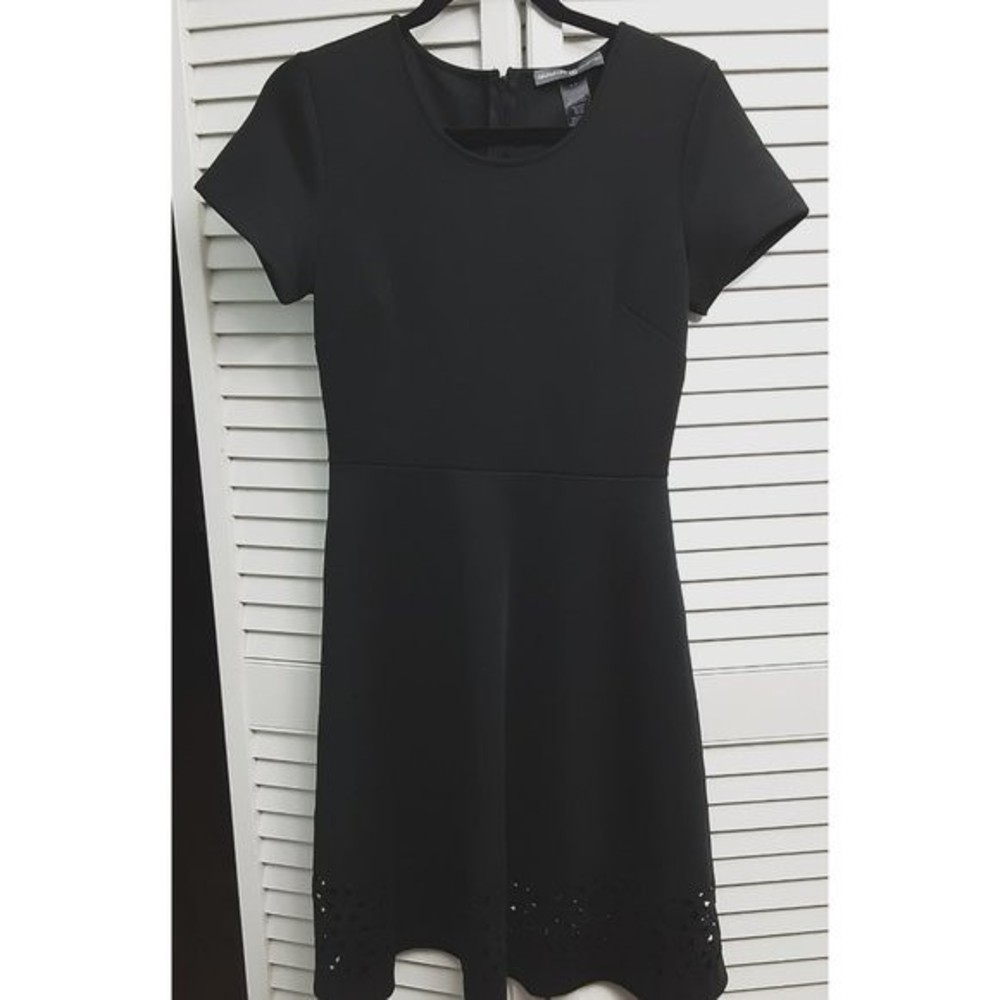 Avon Signature laser cut Ponte Knit Knee Length A line black dress S
